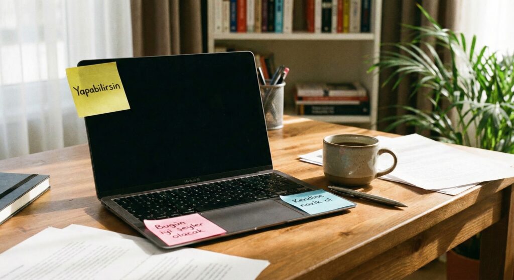 bilgisayarda-post-it-ve-notlar-1024x559 Kendinle Sağlıklı Konuşma: İç Diyaloglarını Dönüştürmenin Bilimsel Yolları