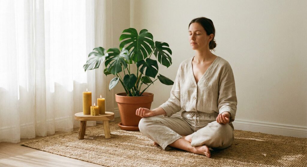 evde-meditasyon-yapan-kadin-gorseli-1024x559 Kendinle Sağlıklı Konuşma: İç Diyaloglarını Dönüştürmenin Bilimsel Yolları