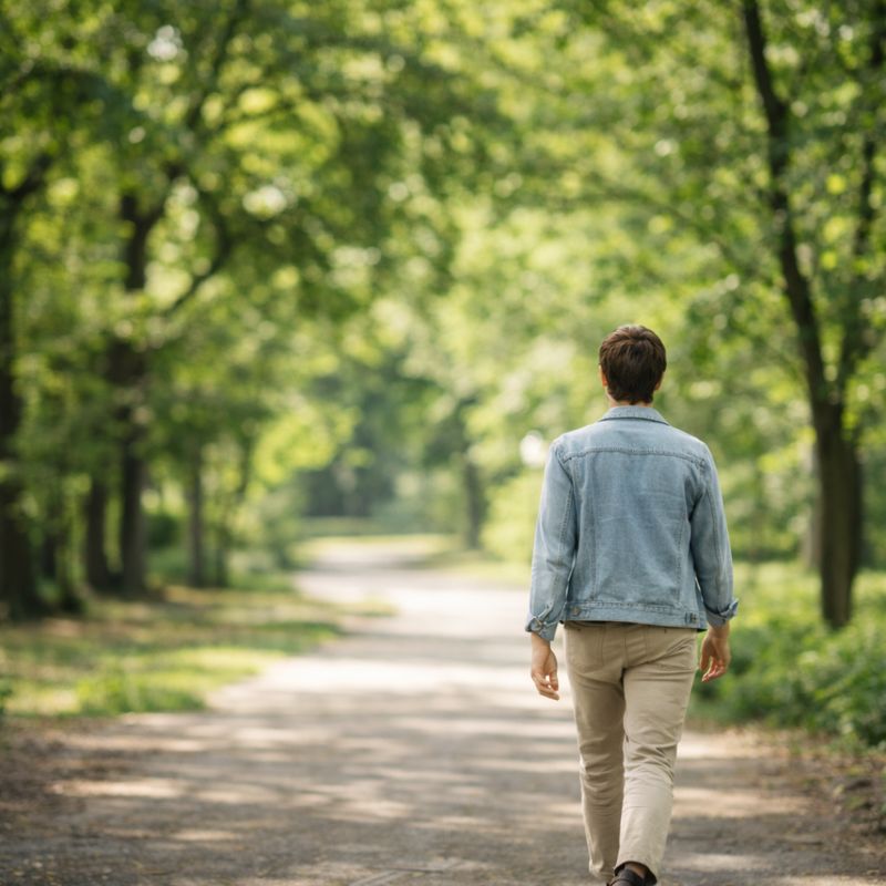 parkta-huzurlu-yuruyus-yapan-adam-gorseli Karar Yorgunluğunu Azaltan Minimalizm: Günlük Hayatta Daha Az Seçenekle Daha Net Bir Zihin